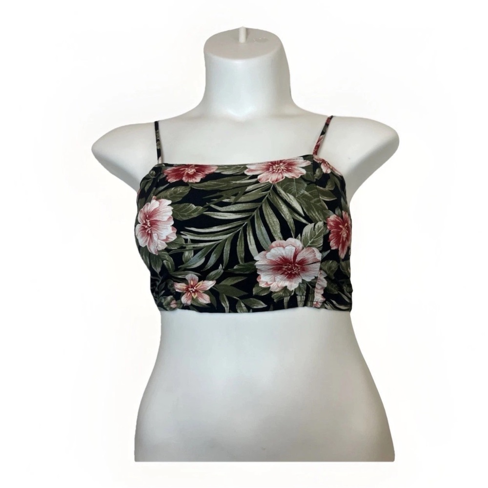 Black‎ Floral America Eagle Crop Top